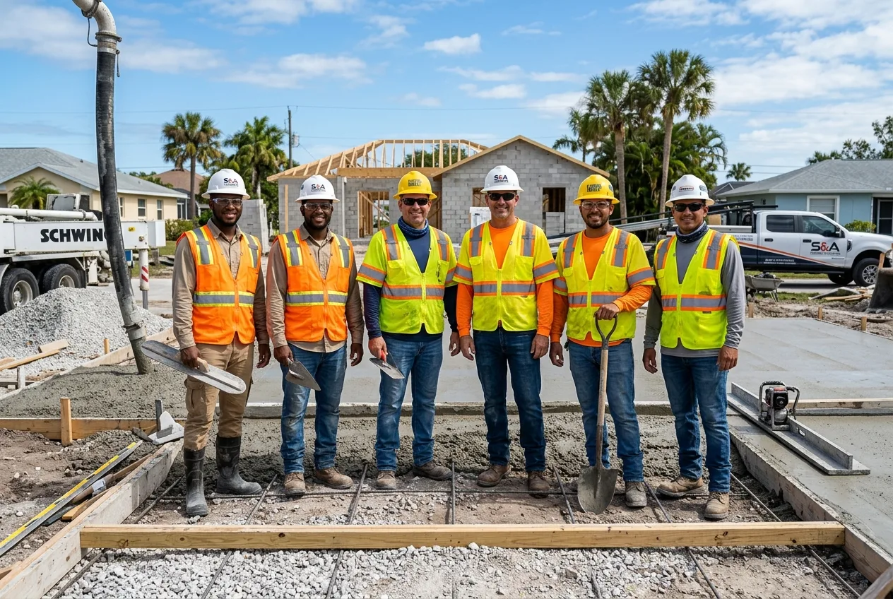 Punta Gorda Concrete Company crew on a Charlotte County concrete project